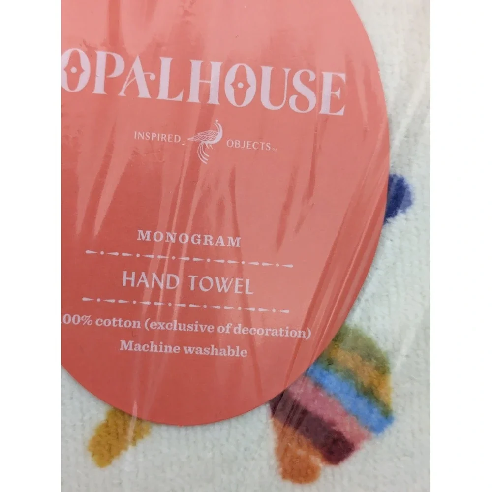 Opalhouse Monogram Hand Towels Set of 6 Letter A Cotton Confetti Print NWT
